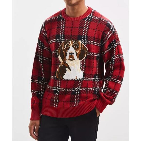 URBAN OUTFITTERS • Tartan Dog Knit Sweater • L - Picture 2 of 6